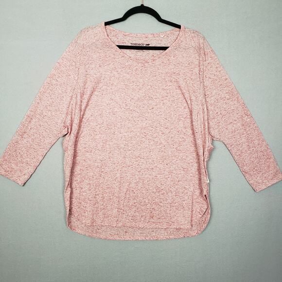 Toad & Co Size L Ember 3/4 Sleeve Tee Shirt Pink Heathered Marl Casual Basic - Picture 1 of 5